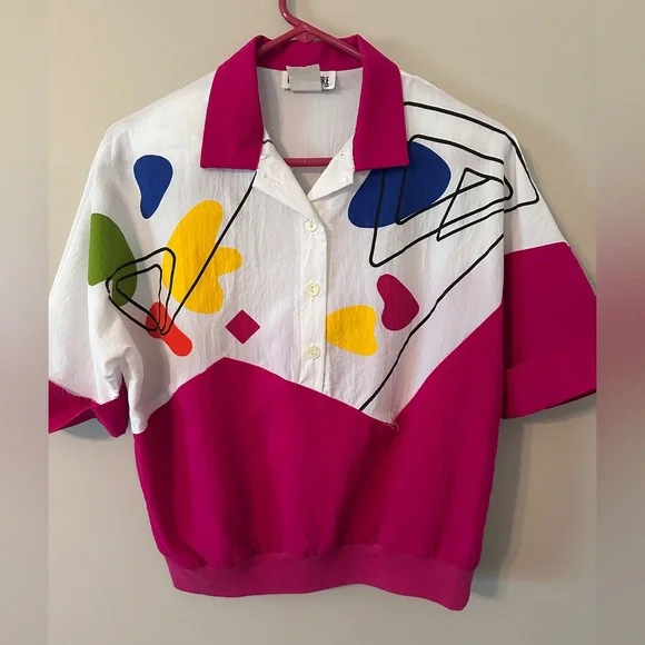 Vintage Colorful Geometric petite Shirt - Picture 1 of 3